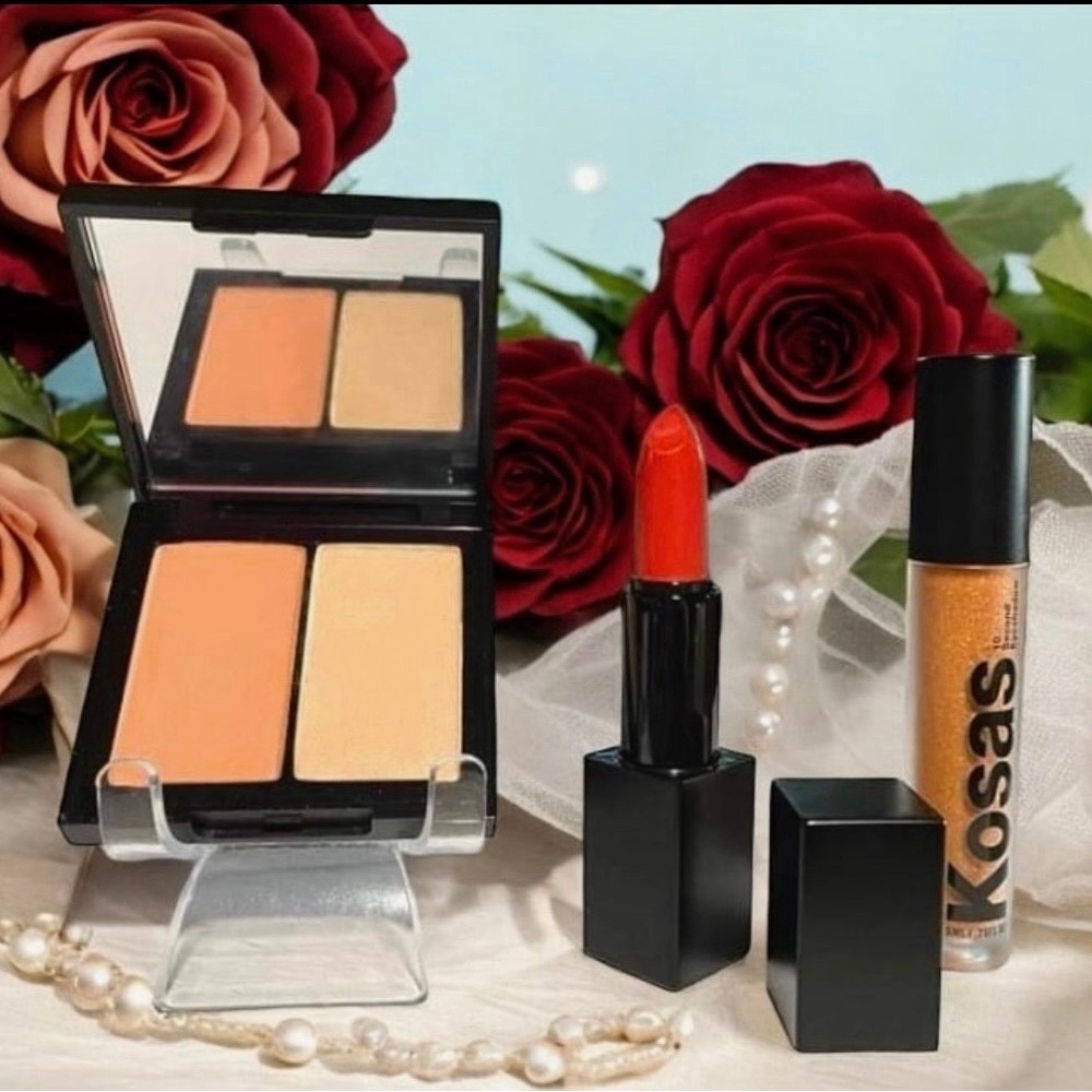 Kosas Lipstick and Highlighter Set - Orange and Gold tones